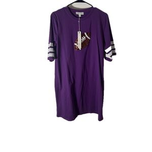 She + Sky Purple Sequin Football Tee Dress